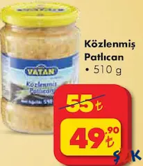 BİZİM VATAN KÖZLENMİŞ PATLICAN 510 G fiyat ve kampanya bilgisi